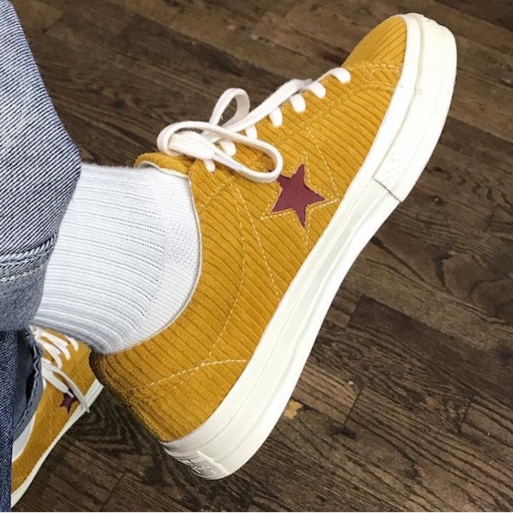 Mustard Yellow Corduroy Converse Sneakers